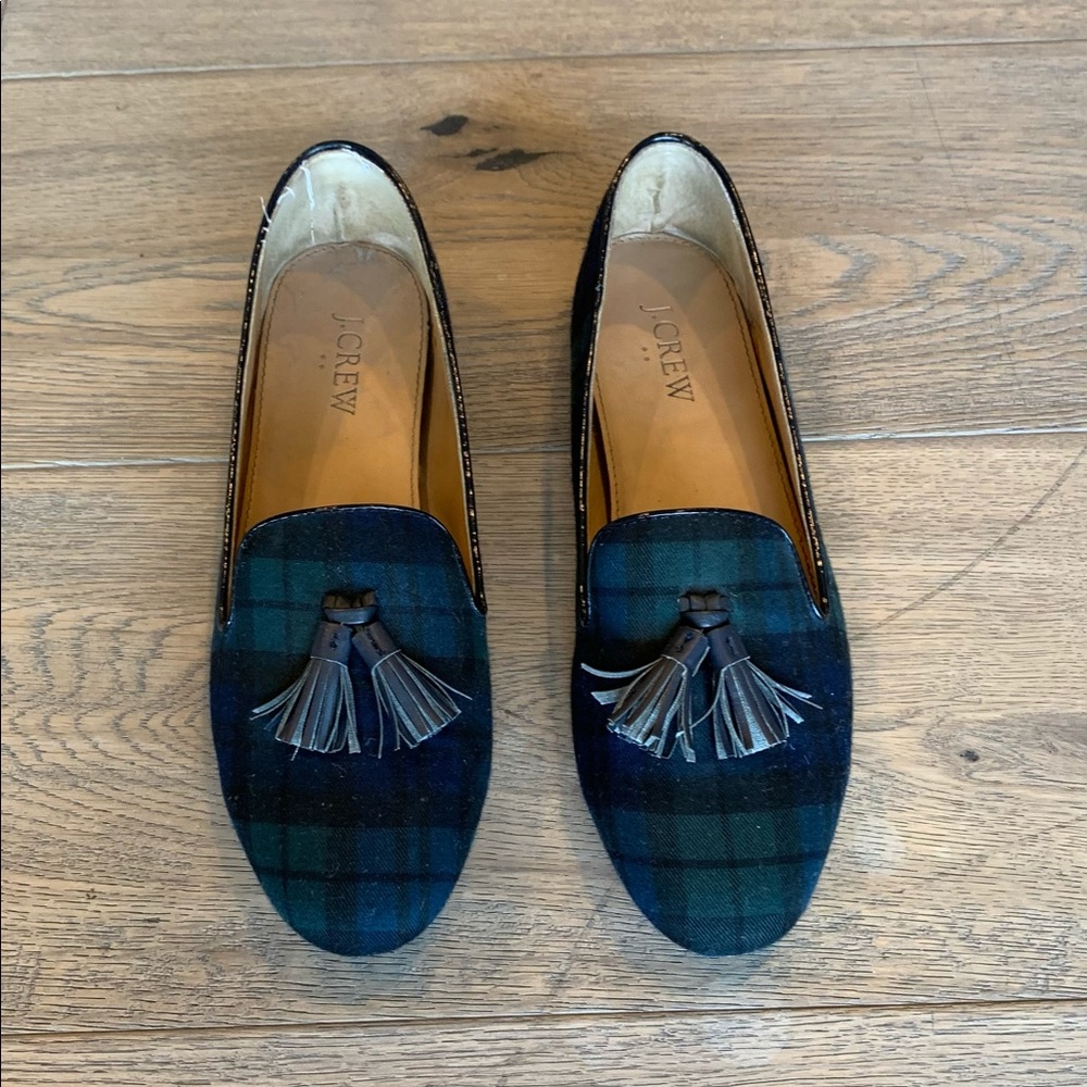 J Crew Factory Plaid Cora Loafers with Tassel